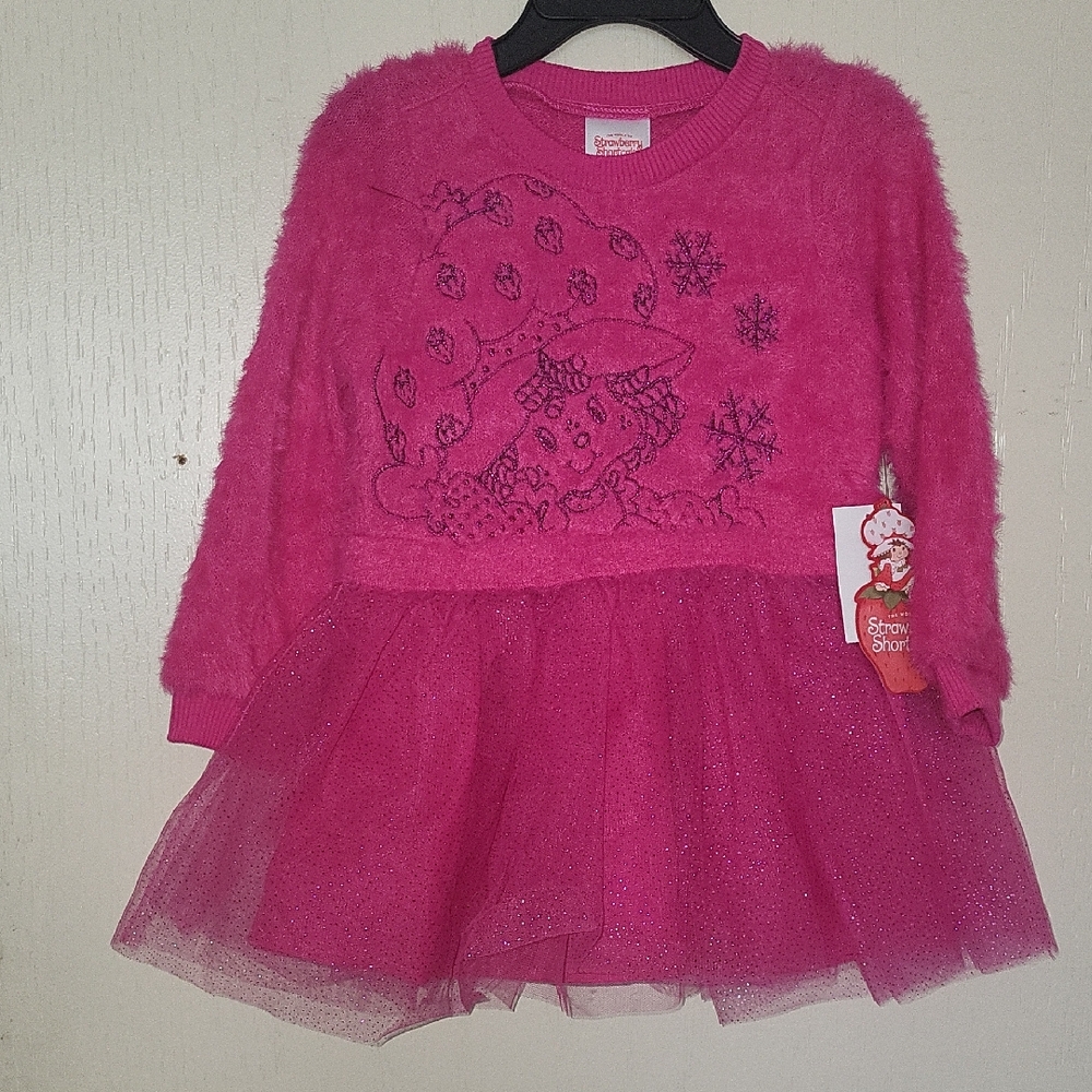Strawberry Shortcake Pink Sparkle Tulle Kids Casual Dress